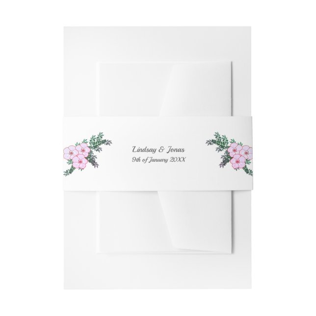 Pink Anemone Grüne Floral Wedding Bands Einladungsbanderole (Vorderseite Beispiel)