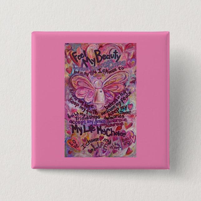 Pink Angel Cancer Gedicht Art Custom Button Button (Vorderseite)