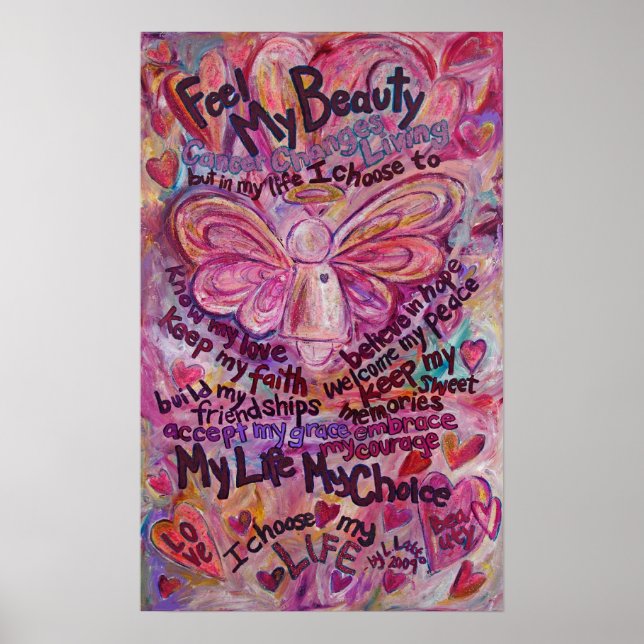 Pink Angel Cancer Gedicht Art Print Poster (Vorne)
