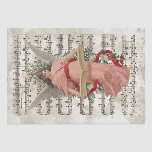 Pink Angel Weihnachtsblatt Musik Enttäuschung Urla Seidenpapier (Vorderseite)