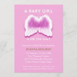 Pink Angel Wings Baby Duschkarte Einladung