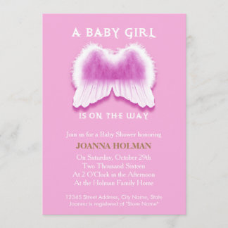 Pink Angel Wings Baby Duschkarte Einladung