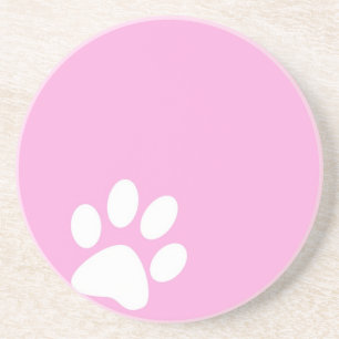 pink animal pet paw print sandstein untersetzer
