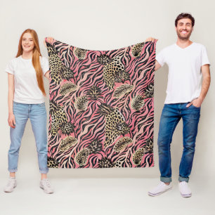 Pink Animal Print Fusion - Nahtloses Muster Fleecedecke
