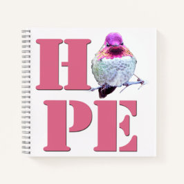Pink Anna's Hummingbird Foto HOPE 8x8 Notebook Notizbuch