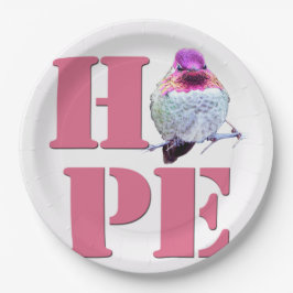 Pink Anna's Hummingbird Foto HOPE Papierplatte Pappteller