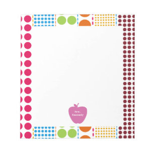 Pink Apple Boho Dots Teacher Notizblock