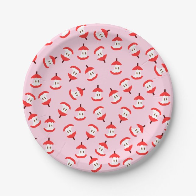 Pink Apple Core Paper Plate Pappteller (Vorderseite)