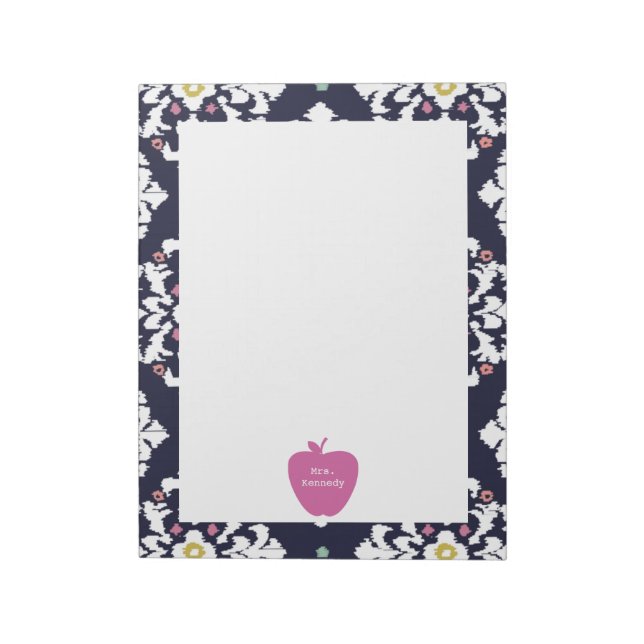 Pink Apple Ikat Lehrer Notizblock (Rotiert)