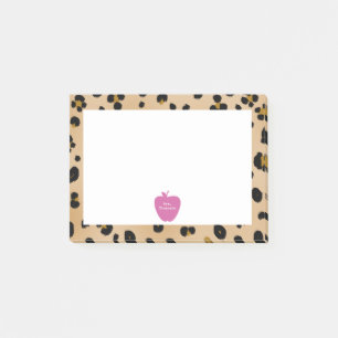 Pink Apple Leopard Print Teacher Post-it® Notes Post-it Klebezettel