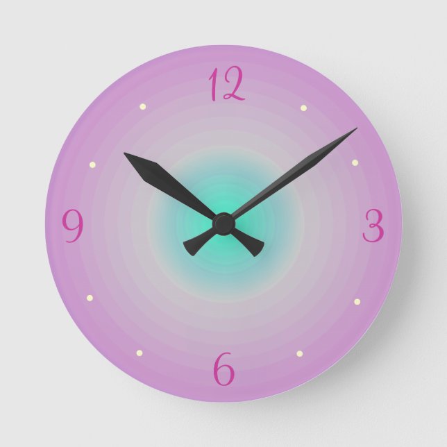 Pink aqua > Childrens Wall Clock Runde Wanduhr (Vorderseite)