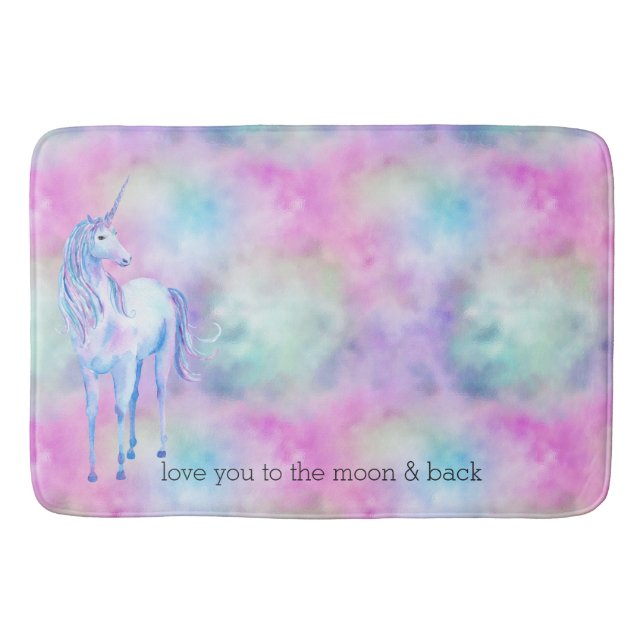 Pink Aqua Lila Weißes Einhorn Sparkasse Badematte (Vorderseite)