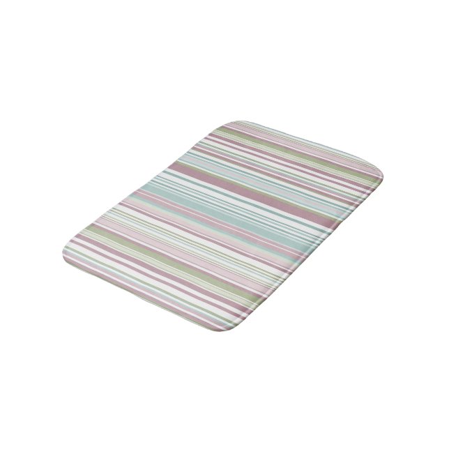 Pink, Aqua, mint, spring rain and mauve stripes Badematte (Schrägansicht)