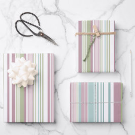 Pink, Aqua, mint, spring rain and mauve stripes Geschenkpapier Set