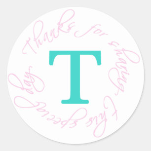 Pink, Aqua Monogram, T Danke, Aufkleber 4
