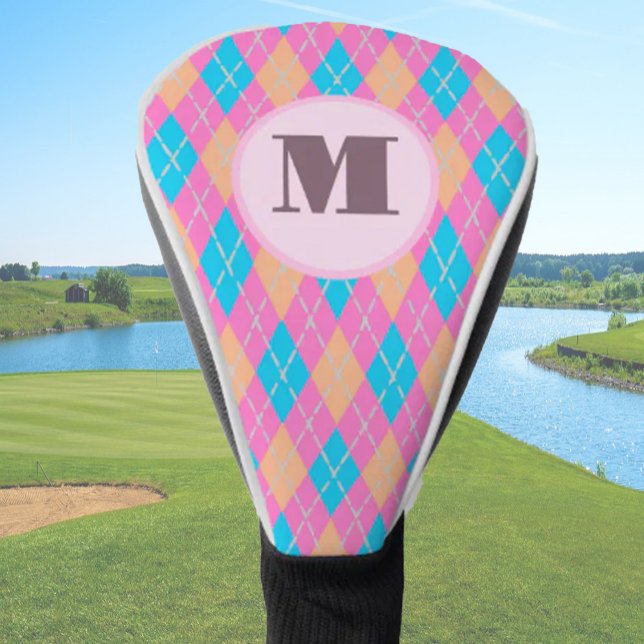 Pink Aqua Preppy Raute Golf Headcover (Von Creator hochgeladen)