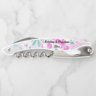 PINK AQUA WHIRLFLORAL KUSTOMIZABLE CORKSCREW KELLNERMESSER