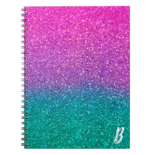 Pink Aquamarin Aqua Blue & Lila Funkelnd Glitzer Notizblock