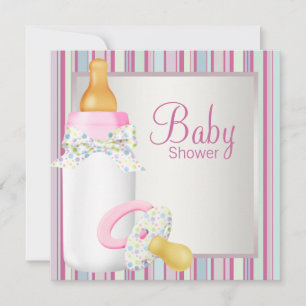 Pink Aquamarin Baby Bottle Schnuller Baby Girl Dus Einladung