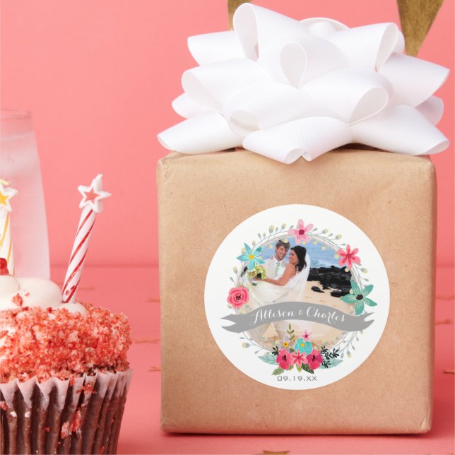 Pink Aquamarin Blue Gray personalisieren Sie Ihr H Runder Aufkleber (Party)