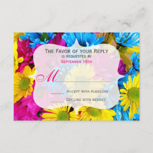 Pink Aquamarin Gerber Daisy Blume Hochzeit RSVP Karte