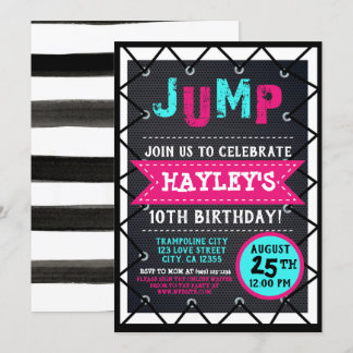 Pink Aquamarin Girls Jump & Play Trampolin Park Bo Einladung