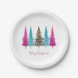 Pink Aquamarin Glam Weihnachten Pappteller