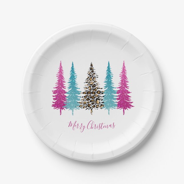 Pink Aquamarin Glam Weihnachten Pappteller (Vorderseite)