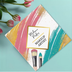 Pink Aquamarin Gold Glitzer Paint Makeup Quadratische Visitenkarte