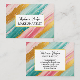 Pink Aquamarin Gold Glitzer Paint Makeup Visitenkarte