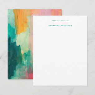 Pink Aquamarin Painted Personal Stationery Mitteilungskarte