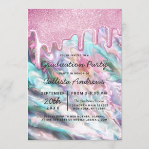 Pink Aquamarin Pearl Opal Glitzer Tropfen Abschlus Einladung
