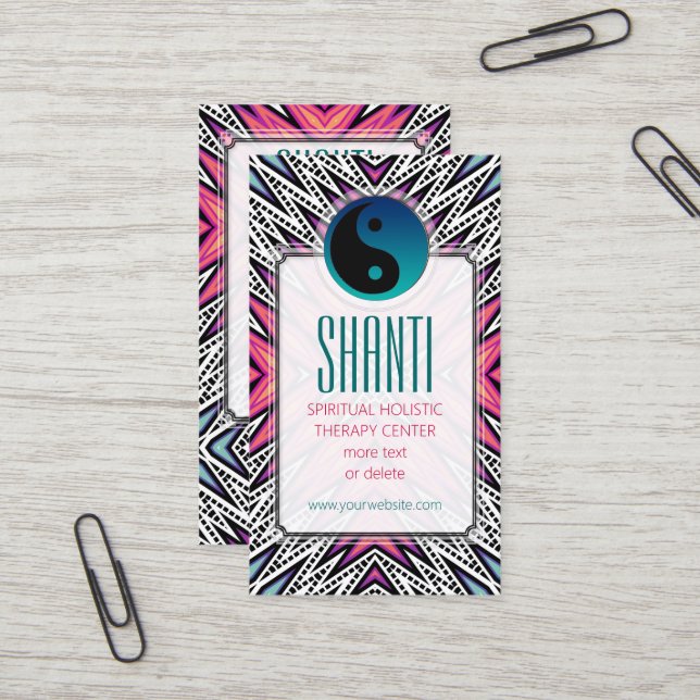 Pink Aquamarin Shanti YinYang NewAge Yoga Business Visitenkarte (Vorderseite/Rückseite Beispiel)