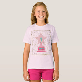 Pink Aquamarin Trophy Star Girly Modern Back to Sc T-Shirt