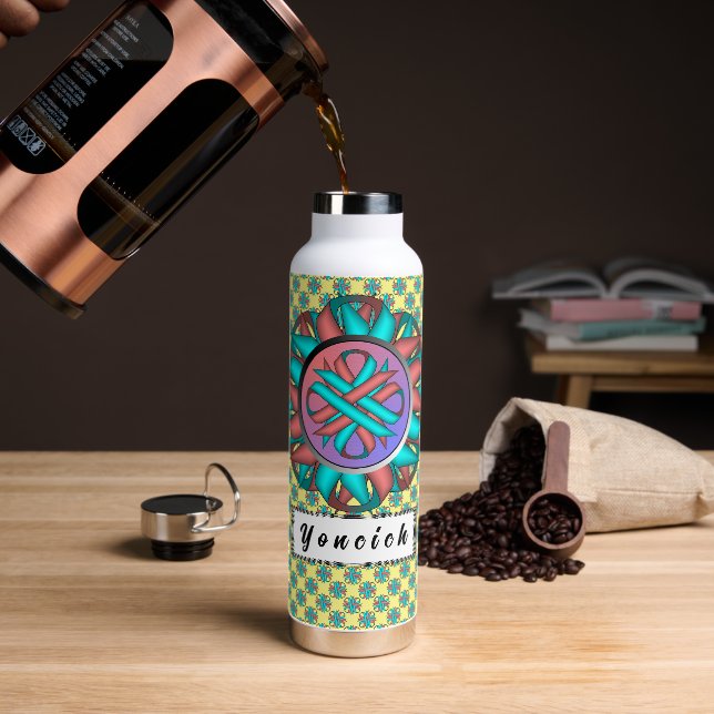 Pink-Aquamarines Kleeblatt von Kenneth Yoncich Trinkflasche (Kaffee)