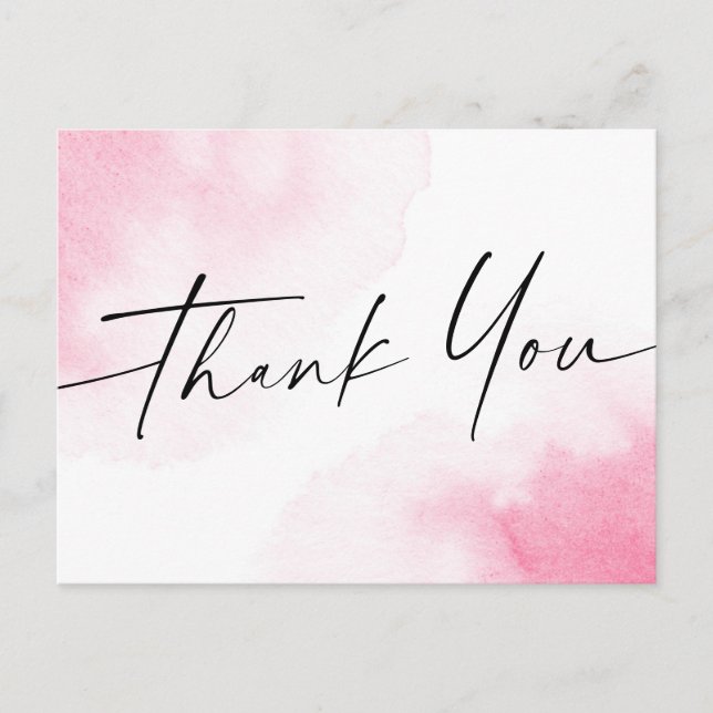 Pink Aquarell handgeschriebenes Stilskript vielen  Postkarte (Vorderseite)