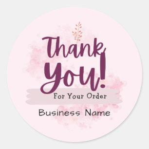 Pink Aquarell Kleines Unternehmen Vielen Dank Runder Aufkleber