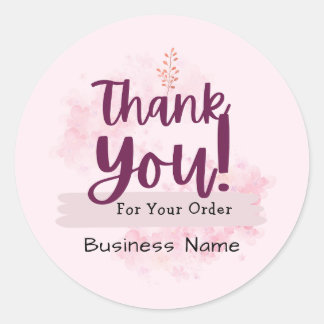 Pink Aquarell Kleines Unternehmen Vielen Dank Runder Aufkleber