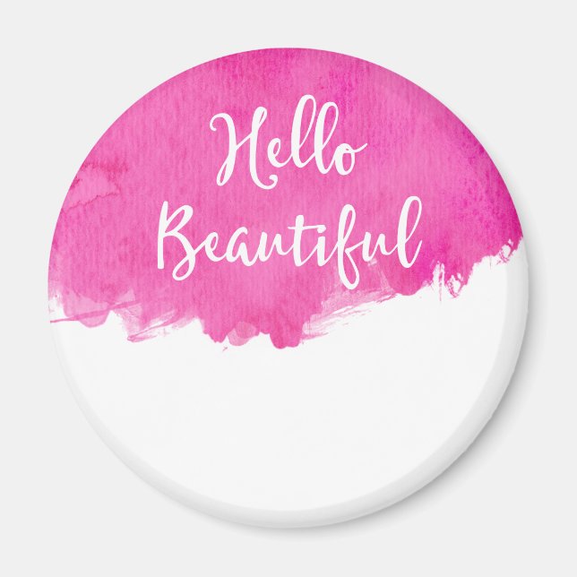 Pink Aquarell Paint Spritzer Hallo Beautiful Magnet (Vorne)