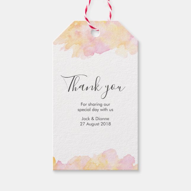 Pink Aquarell personalisiert Danke Ihnen Anhänger (Vorderseite)