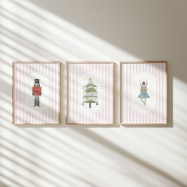 Pink Aquarell whimsical Urlaub Set von 3