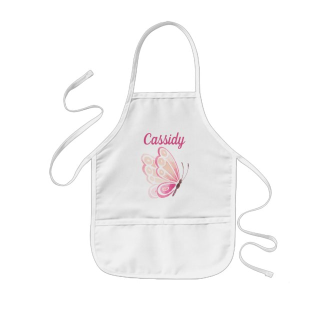 Pink-Aquarellblume mit Personalisiertem Namen Kinderschürze (Vorne)