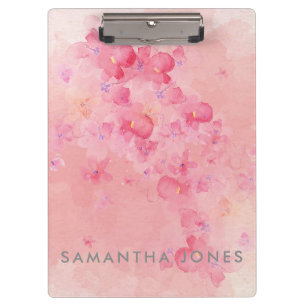 Pink Aquarellfarben Anstrich Pastellfarbene Blume Klemmbrett