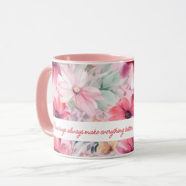 Pink-Aquarellfarben-Blume drucken | Geschenk für M Tasse (Vorderseite Links)