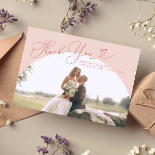 Pink Arch Wedding Danke, Script Dankeskarte