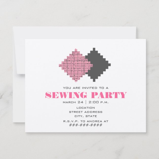 Pink-Armbanduhren Nähmaschinen Party Einladung (Vorderseite)