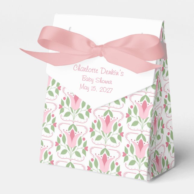 Pink Art Deco Baby Dusche Gefallen Box Geschenkschachtel (Vorderseite)
