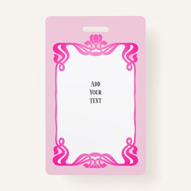 Pink Art Nouveau Border Ausweis (Vorderseite)