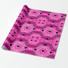 Pink art pop culture black heart geschenkpapier