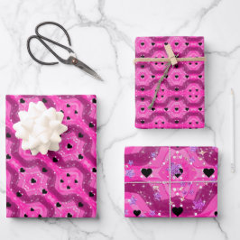 Pink art pop culture black heart geschenkpapier set